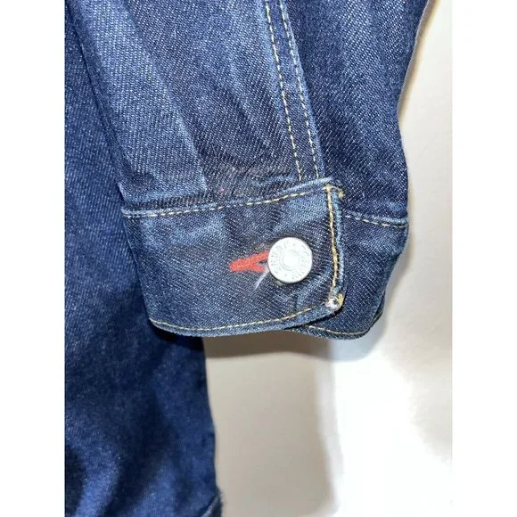 Tommy Hilfiger Jean Jacket Mens 2 XL XXL Blue Biker Dark Denim Trucker